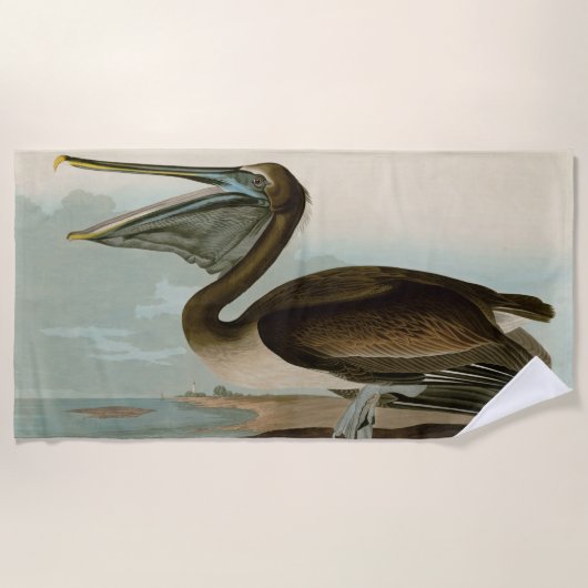 John James Audubon Brown Pelican Artwork schildere Strandlaken (Voorkant)