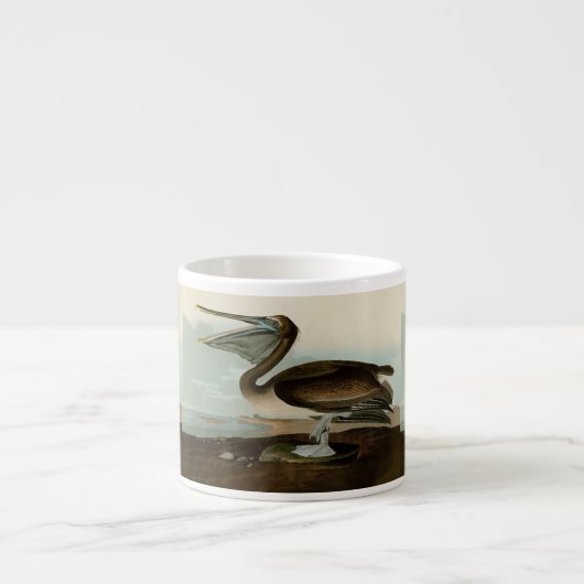 John James Audubon Bruine Pelikaan Kunstwerk Schil Espresso Kop (Voorkant)