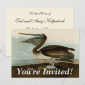 John James Audubon Bruine Pelikaan Kunstwerk Schil Kaart (Voorkant / Achterkant)
