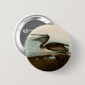 John James Audubon Bruine Pelikaan Kunstwerk Schil Ronde Button 5,7 Cm (Voorkant /achterkant)