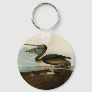 John James Audubon Bruine Pelikaan Kunstwerk Schil Sleutelhanger