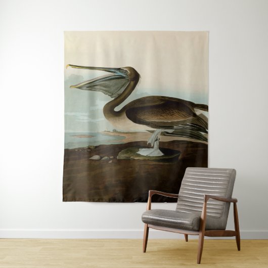 John James Audubon Bruine Pelikaan Kunstwerk Schil Wandkleed (In situ)