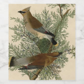John James Audubon Cedar Waxwing Vogelprint Wijn Etiket (Enkel label)