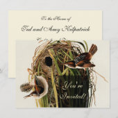 John James Audubon Marsh Wren Vogelprint Kaart (Voorkant / Achterkant)