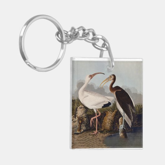 John James Audubon White Ibis Bird Print Classic Sleutelhanger (Voorkant Links)