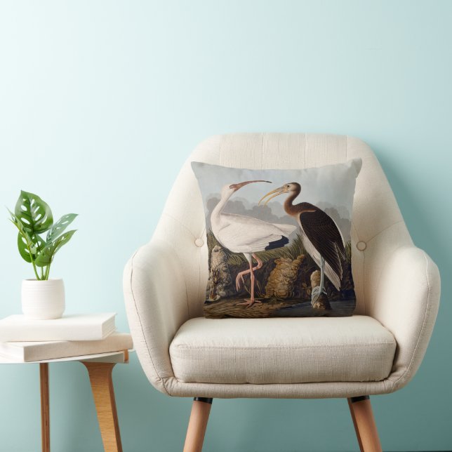 John James Audubon Witte Ibis Vogelprint Klassieke Kussen (Stoel)