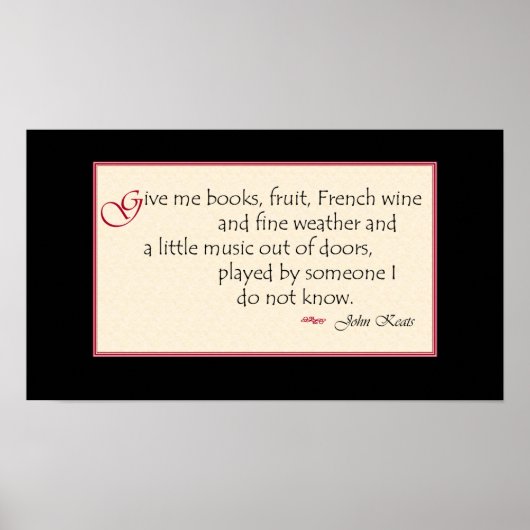 John Keats book quote poster (Voorkant)