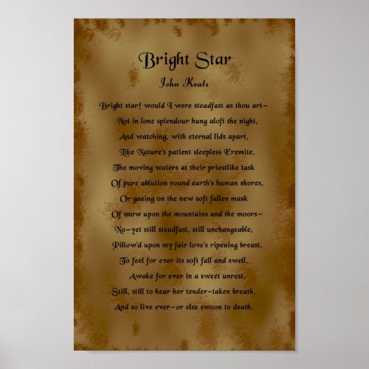 John Keats, Bright Star Poster (Voorkant)
