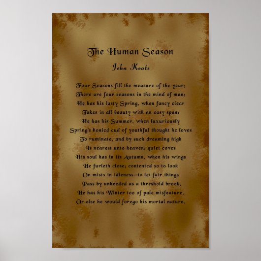 John Keats, The Human Season Poster (Voorkant)