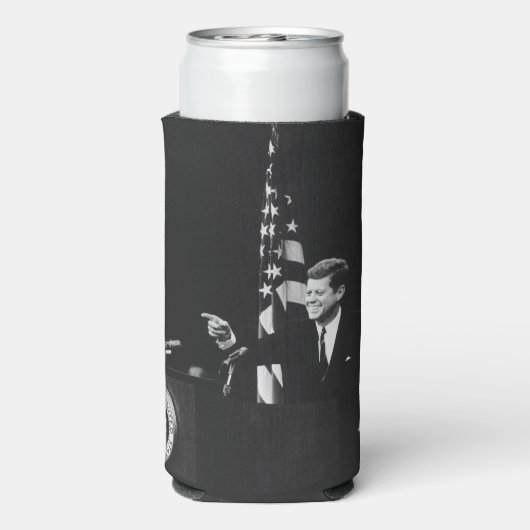 John Kennedy 35e President van de Verenigde Staten Seltzer Blikjeskoeler (Seltzer Achterkant)