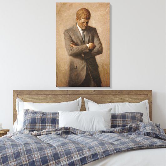 John Kennedy US Presidential White House Portret Canvas Afdruk (Insitu (Slaapkamer))