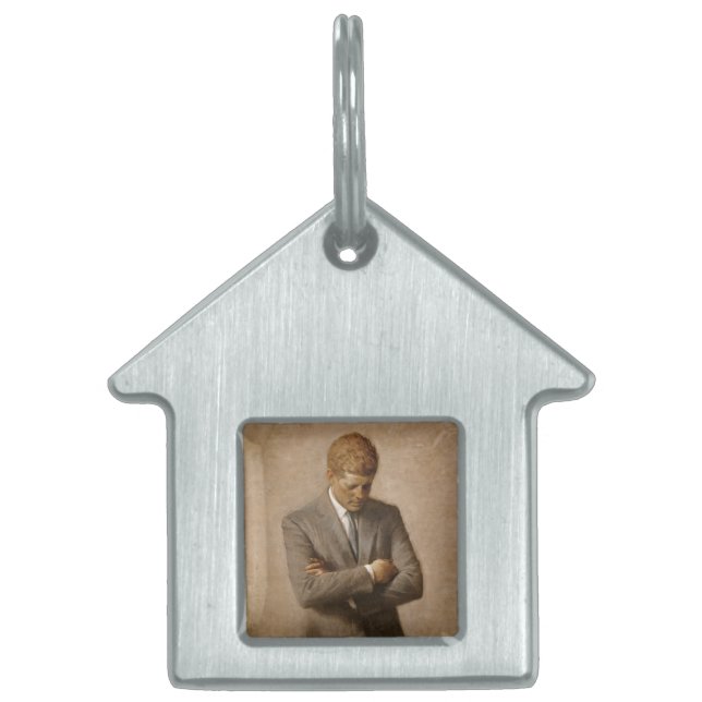 John Kennedy US Presidential White House Portret Huisdieren Naamplaatje (Voorkant)