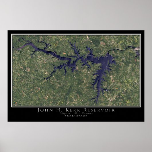 John Kerr Lake Virginia - North Carolina Satellite Poster (Voorkant)