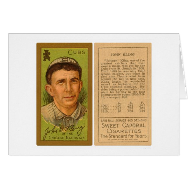 John Kling Cubs Baseball 1911 (Voorkant Horizontaal)