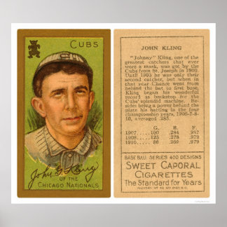 John Kling Cubs Baseball 1911 Poster