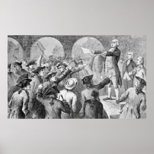 John Lamb aan het woord tijdens de bijeenkomst ove Poster