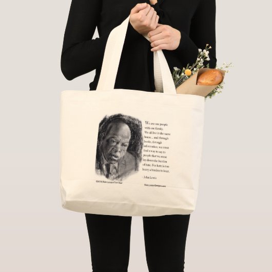 John Lewis en Quote Beauely portret Grote Tote Bag (Voorkant (product))