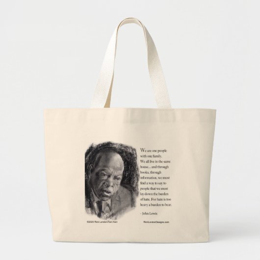 John Lewis en Quote Beauely portret Grote Tote Bag (Voorkant)
