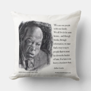 John Lewis en Quote Beauely portret Kussen
