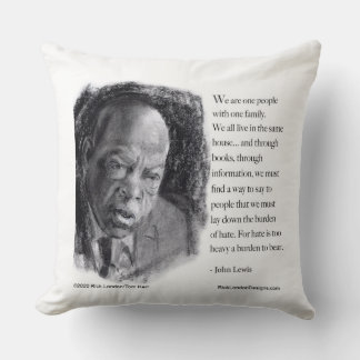 John Lewis en Quote Beauely portret Kussen