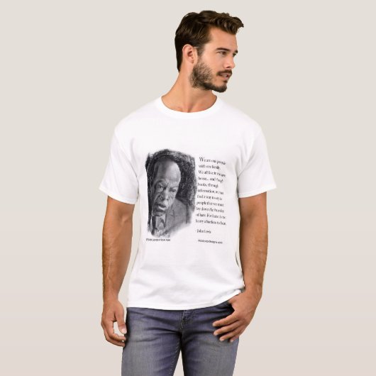 John Lewis en Quote Beauely portret T-shirt (Voorkant volledig)