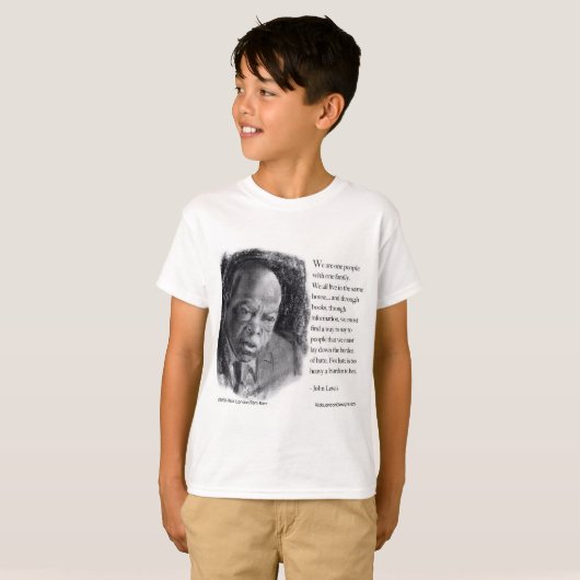 John Lewis en Quote Beauely portret T-shirt (Voorkant volledig)