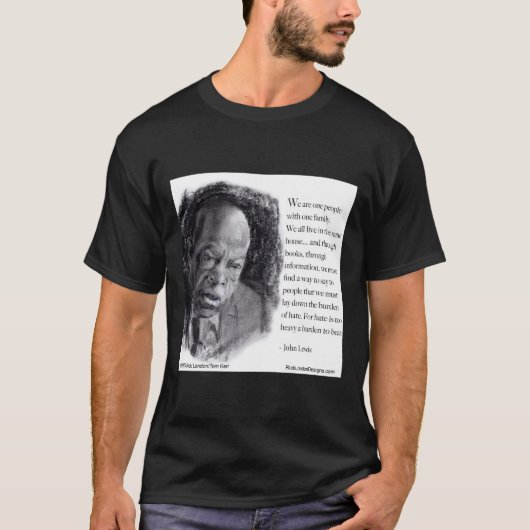 John Lewis en Quote Beauely portret T-shirt (Voorkant)