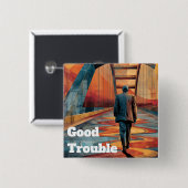 John Lewis Good Trouble Bridge Crossing Vierkante Button 5,1 Cm (Voorkant /achterkant)