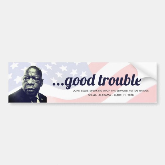 John Lewis 'Good Trouble' Citaat Foto Edmund Bumpersticker (Voorkant)