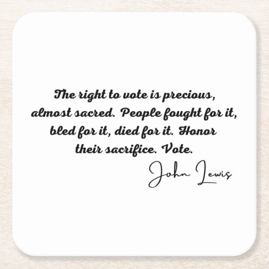 John Lewis rep. Het stemrecht is kostbaar, BLM Kartonnen Onderzetters (Voorkant)