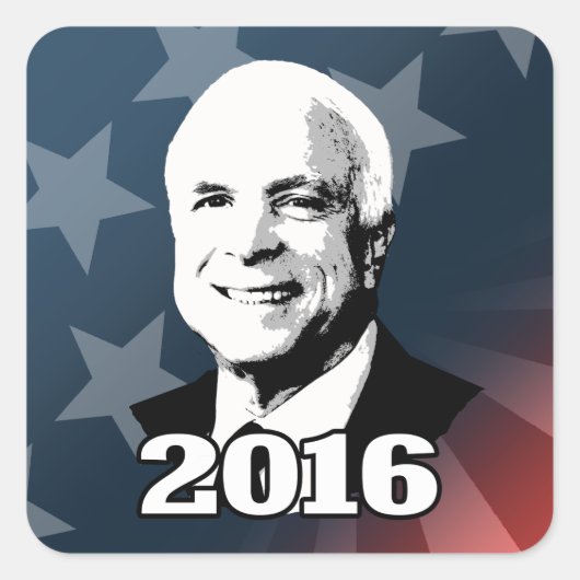 JOHN MCCAIN 2016 KANDIDAAT VIERKANTE STICKER (Voorkant)