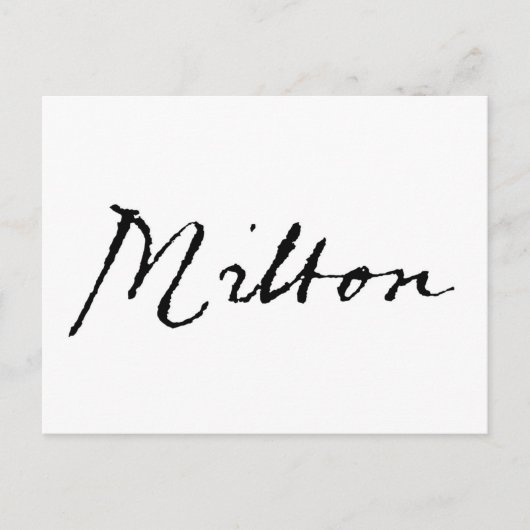 John Milton signatuur Briefkaart (Voorkant)