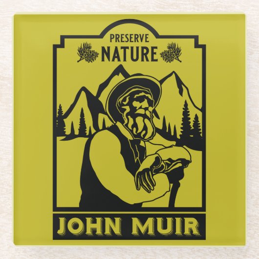 John Muir Day Glazen Onderzetter (Voorkant)