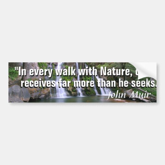 John Muir quote en een prachtige Yosemite waterval Bumpersticker (Voorkant)