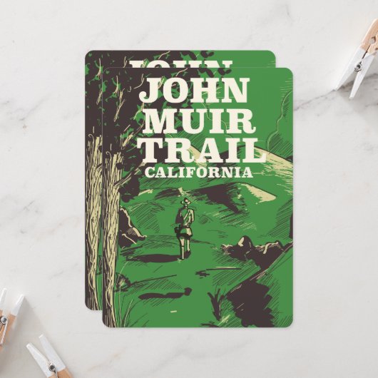 John Muir Trail California reisposter. (Voorkant / Achterkant in situ)