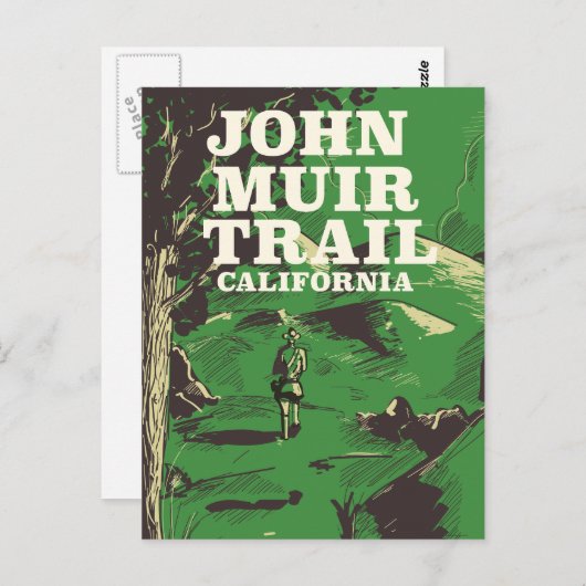 John Muir Trail California reisposter. Briefkaart (Voorkant / Achterkant)