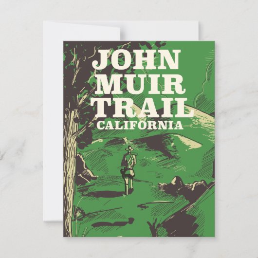 John Muir Trail California reisposter. Kaart (Voorkant)