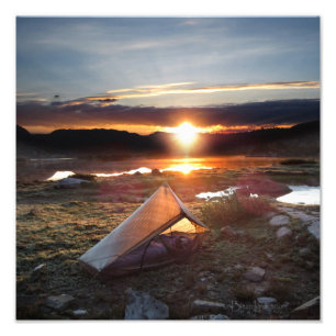 John Muir Trail Camp Sunrise - Sierra Nevada Foto Afdruk
