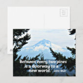 John Muir: "Tussen de twee pijnbomen is een deur" Briefkaart (Voorkant / Achterkant)