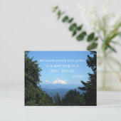 John Muir: "Tussen de twee pijnbomen is een deur" Briefkaart (Staand voorkant)