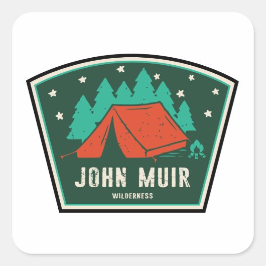 John Muir Wilderness California Camping Vierkante Sticker (Voorkant)