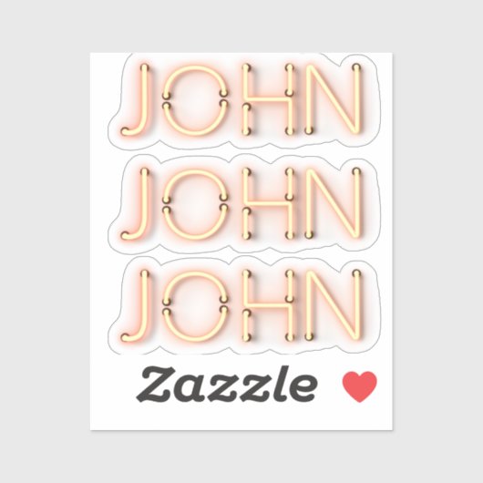 John Name in Ggloing Neon Lights Classic Round Sti Sticker (Vel)
