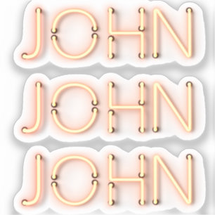 John Name in Ggloing Neon Lights Classic Round Sti Sticker