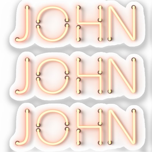 John Name in Ggloing Neon Lights Classic Round Sti Sticker (Voorkant)