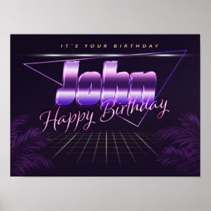 John Name Vorname lila retro Poster Geburtstag
