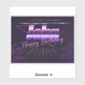 John Name Vorname lila retro Sticker Geburtstag (Vel)