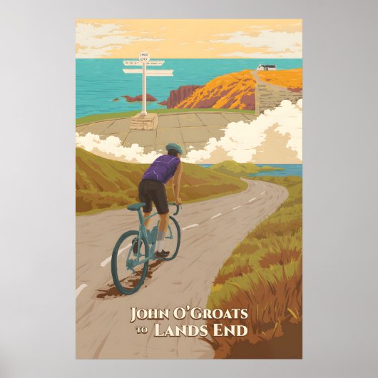 John OGroats naar Lands End Wieler Reisposter Poster (Voorkant)