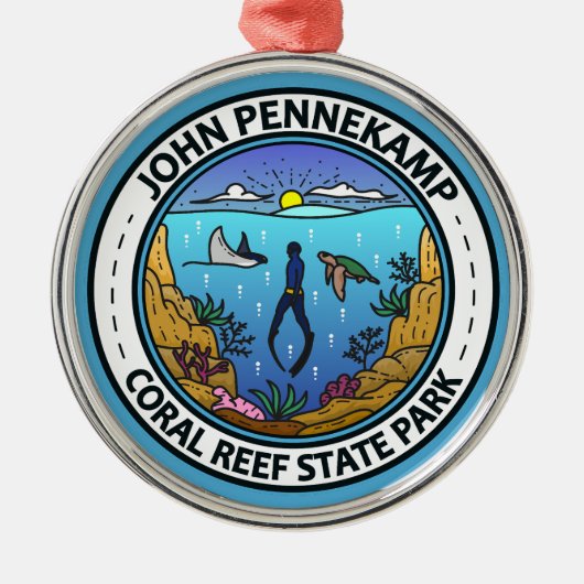 John Pennekamp Coral Reef State Park Reiskunst Metalen Ornament (Voorkant)