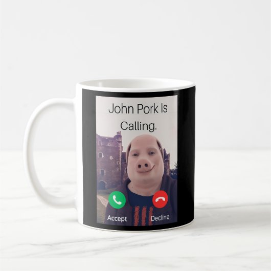 John Pork belt de telefoon Koffiemok (Links)