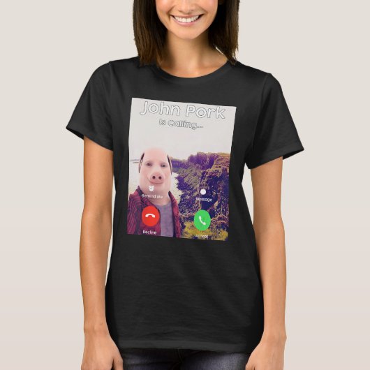John Pork belt de telefoon T-shirt (Voorkant)